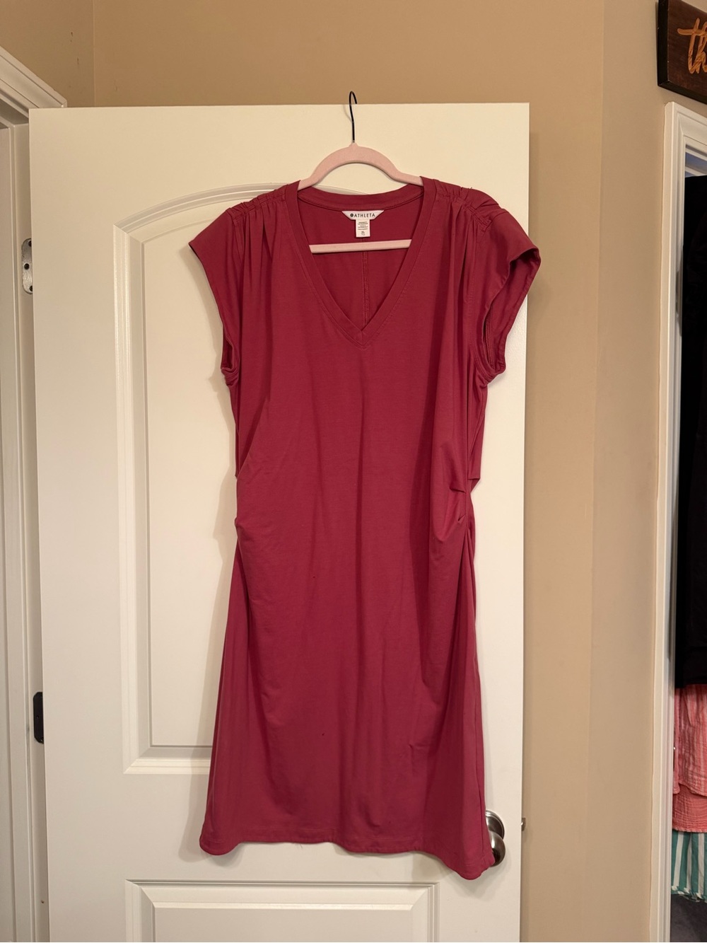 Athleta V-Neck Tee Dress - Rosewood Pink